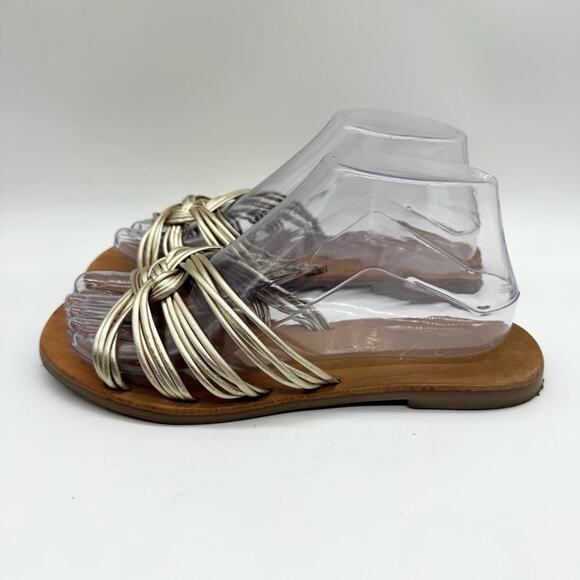 Matisse Tate Gold Woven Strappy Leather Slide Sandal Gold Metallic Size 7 Boho - Picture 9 of 14